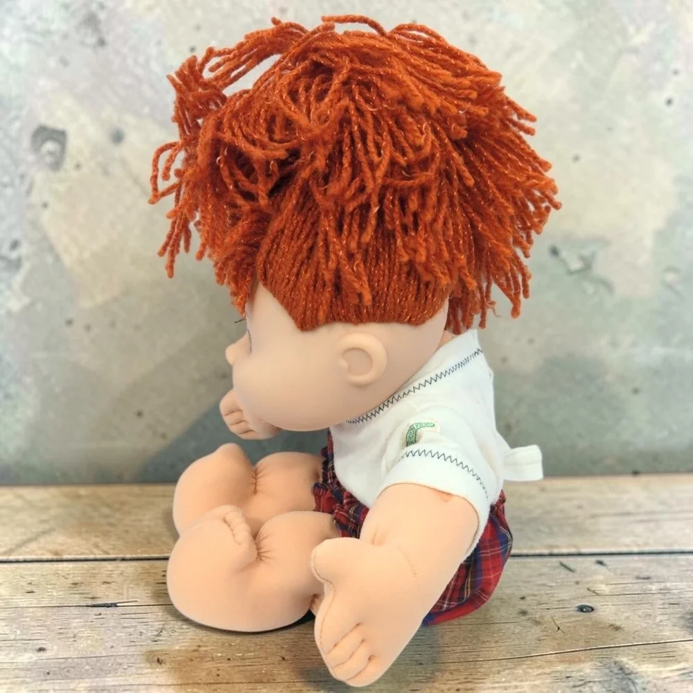 VTG 90's Mattel Cabbage Patch Kids Doll Red Yarn Hair Brown Eyes Plaid CPK 1995